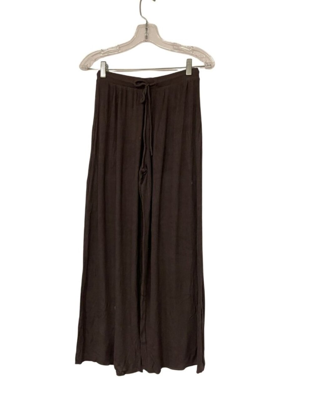 Oysho Womens Pants Small Brown Drawstring Waist Wide Leg Lounge 0306/783 NWT